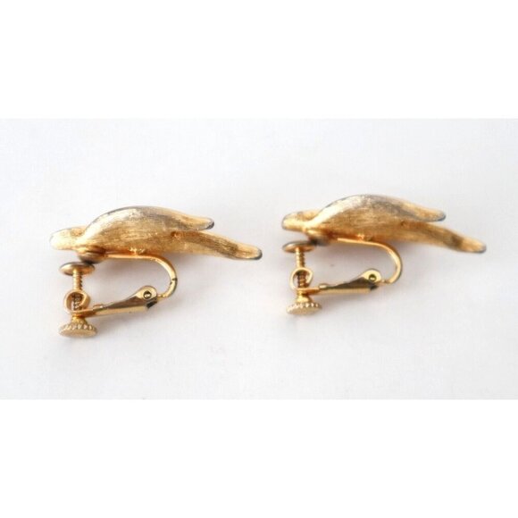 Vintage Earrings Clip On Dolce Gabbana Green Enamel Paint Gold Toned Designer - Picture 6 of 6